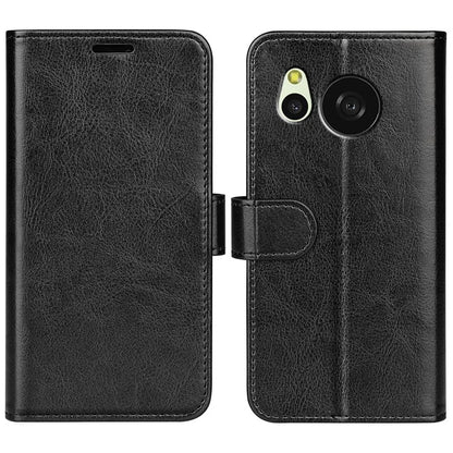 For Sharp Aquos Sense 8 Case PU Leather+TPU Flip Phone Back Cover Crazy Horse Texture
