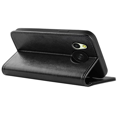 For Sharp Aquos Sense 8 Case PU Leather+TPU Flip Phone Back Cover Crazy Horse Texture
