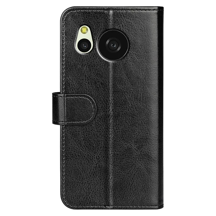 For Sharp Aquos Sense 8 Case PU Leather+TPU Flip Phone Back Cover Crazy Horse Texture