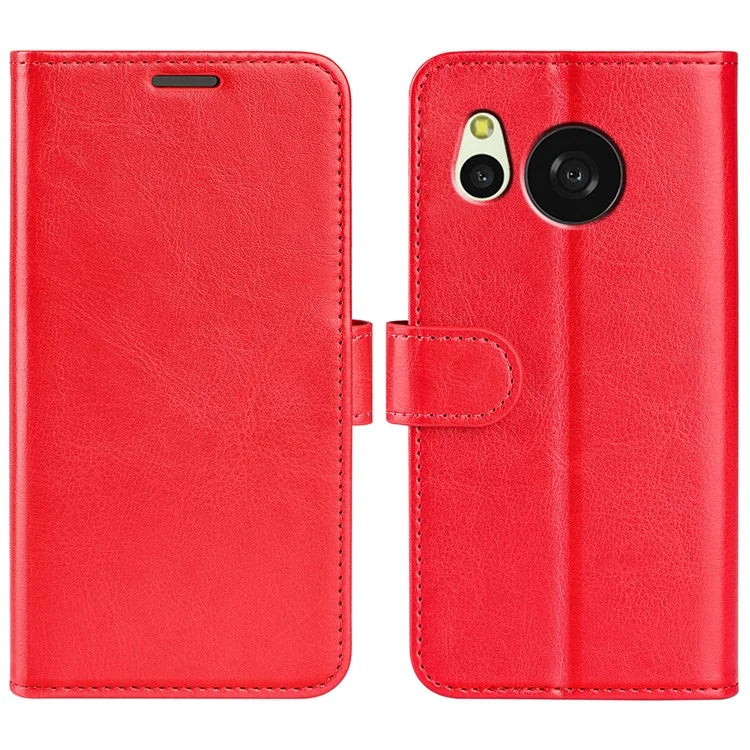 For Sharp Aquos Sense 8 Case PU Leather+TPU Flip Phone Back Cover Crazy Horse Texture