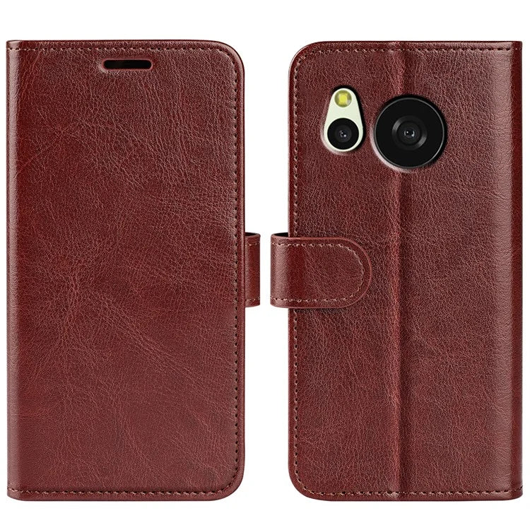 For Sharp Aquos Sense 8 Case PU Leather+TPU Flip Phone Back Cover Crazy Horse Texture