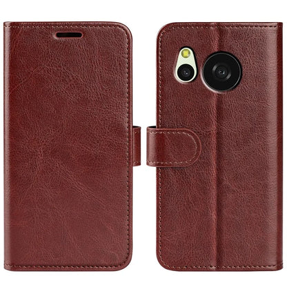 For Sharp Aquos Sense 8 Case PU Leather+TPU Flip Phone Back Cover Crazy Horse Texture