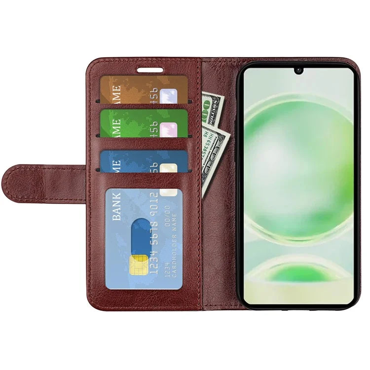 For Sharp Aquos Sense 8 Case PU Leather+TPU Flip Phone Back Cover Crazy Horse Texture