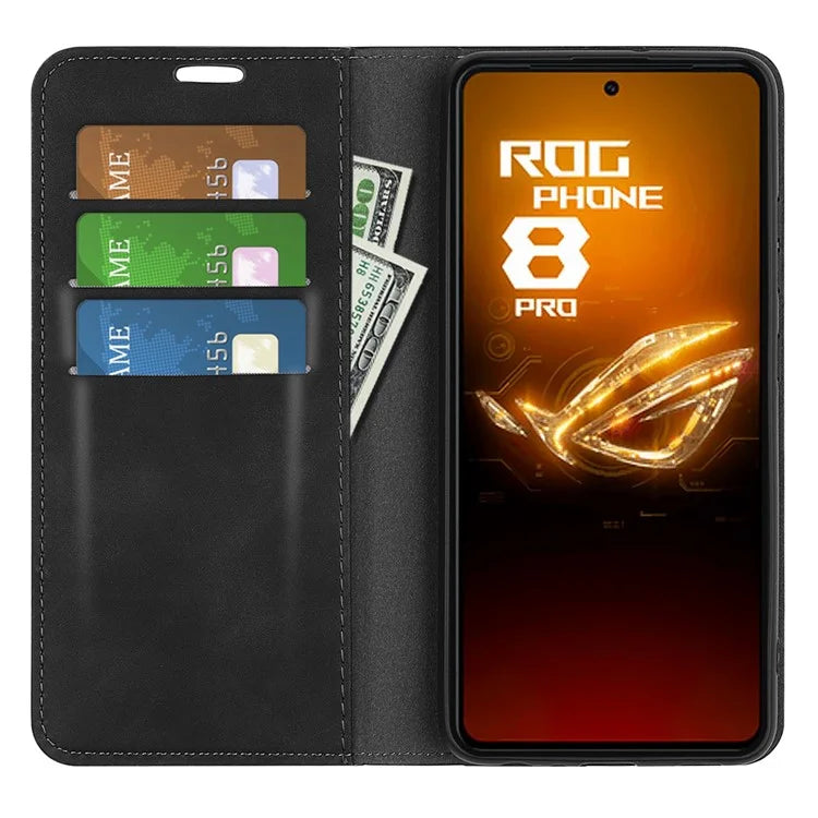 For Asus ROG Phone 8 5G / Phone 8 Pro 5G Case PU Leather Skin Touch Flip Stand View Phone Cover