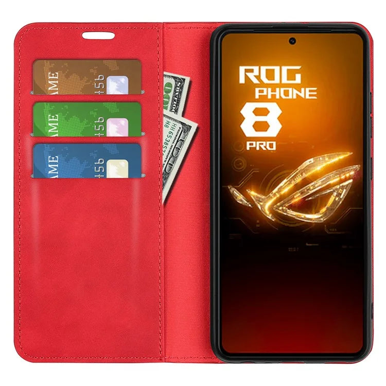 For Asus ROG Phone 8 5G / Phone 8 Pro 5G Case PU Leather Skin Touch Flip Stand View Phone Cover