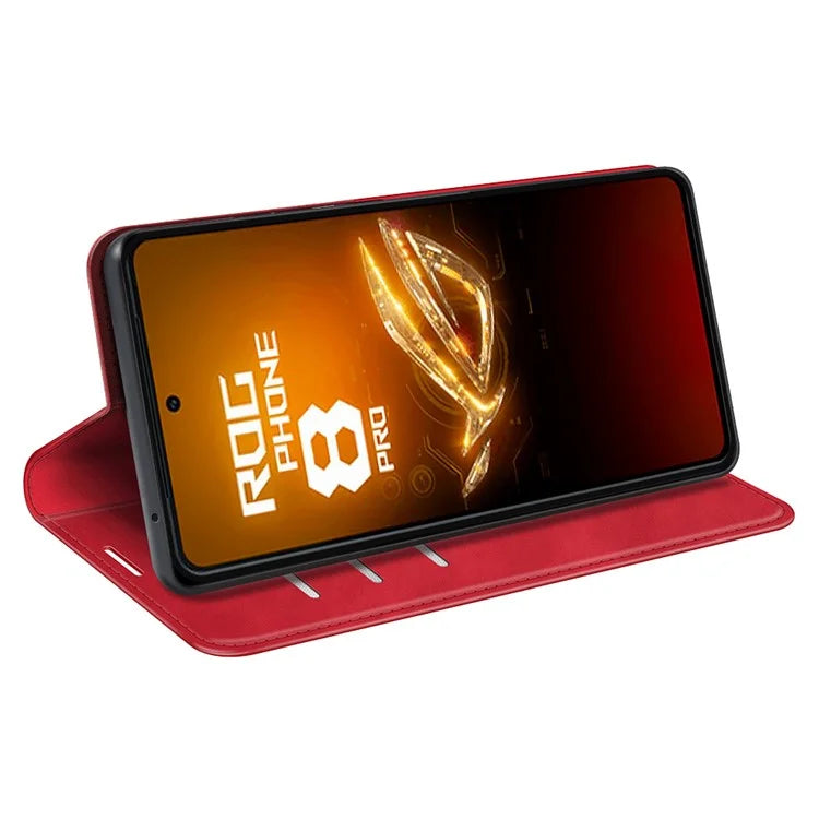 For Asus ROG Phone 8 5G / Phone 8 Pro 5G Case PU Leather Skin Touch Flip Stand View Phone Cover