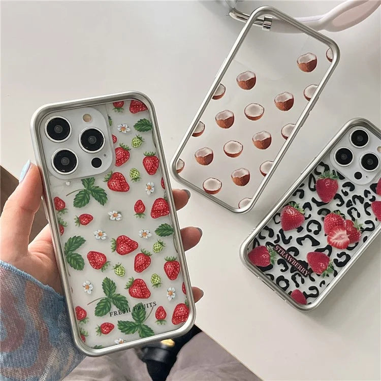 For iPhone 13 Pro Electroplating Case TPU Phone Protective Cover Fruit Pattern Design