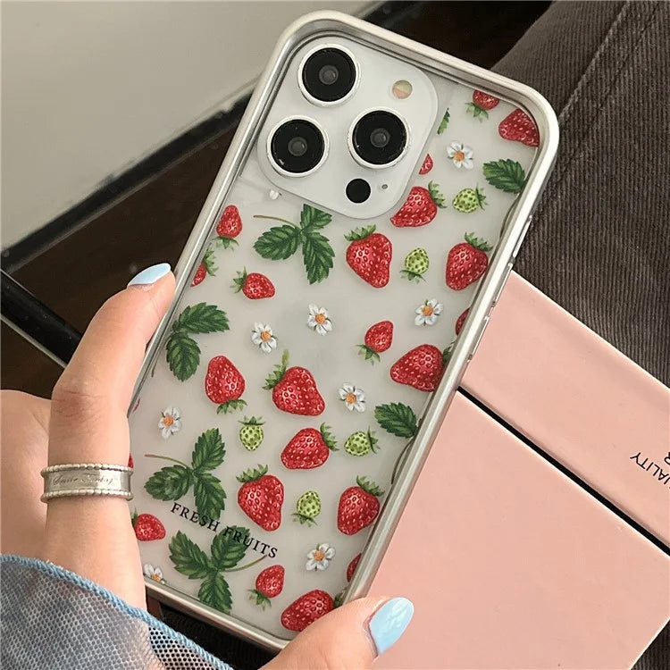 For iPhone 13 Pro Electroplating Case TPU Phone Protective Cover Fruit Pattern Design