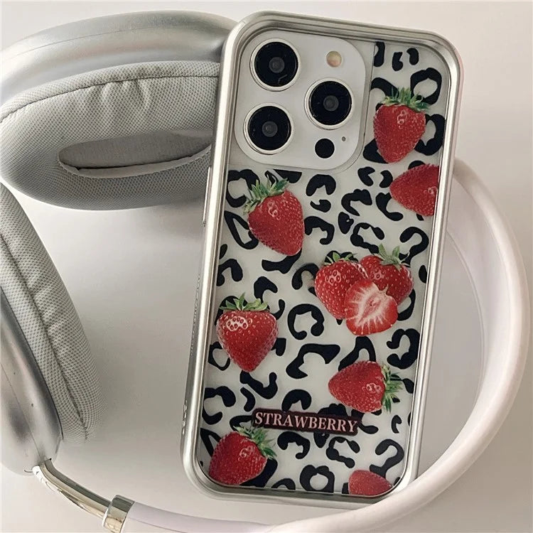 For iPhone 15 Pro Case Electroplating TPU Phone Protective Cover Fruit Pattern Design