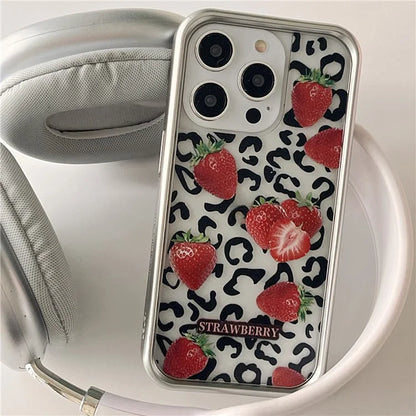 For iPhone 15 Pro Case Electroplating TPU Phone Protective Cover Fruit Pattern Design