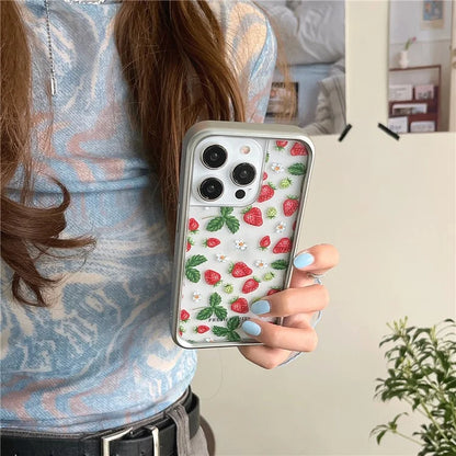 For iPhone 15 Pro Case Electroplating TPU Phone Protective Cover Fruit Pattern Design