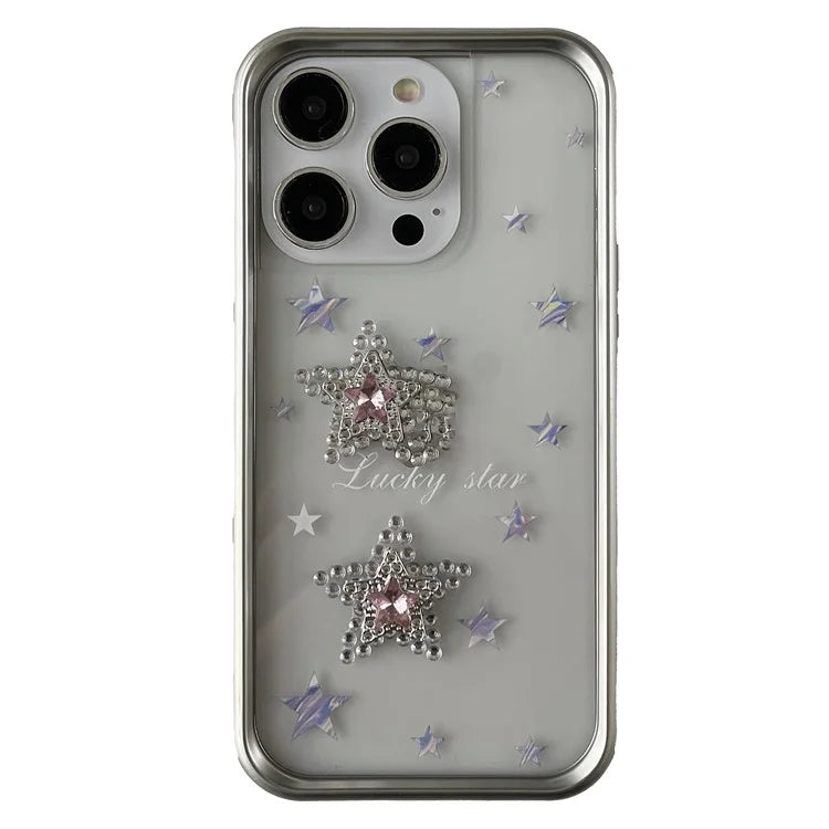 For iPhone 15 Pro Slim Cover Rhinestone Decoration Electroplating Soft TPU Phone Case