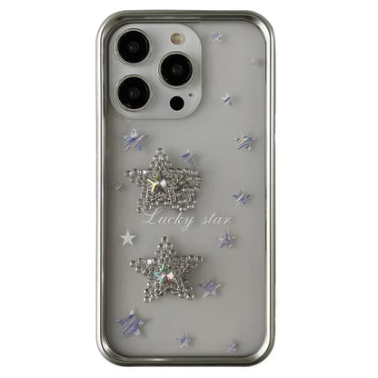 For iPhone 15 Pro Slim Cover Rhinestone Decoration Electroplating Soft TPU Phone Case