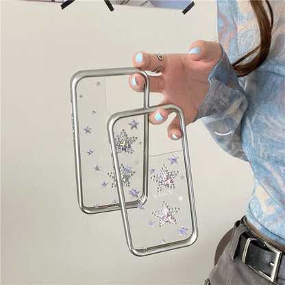 For iPhone 13 Pro 6.1 inch Case 3D Rhinestone Five-pointed Star Decor TPU Protective Back Cover