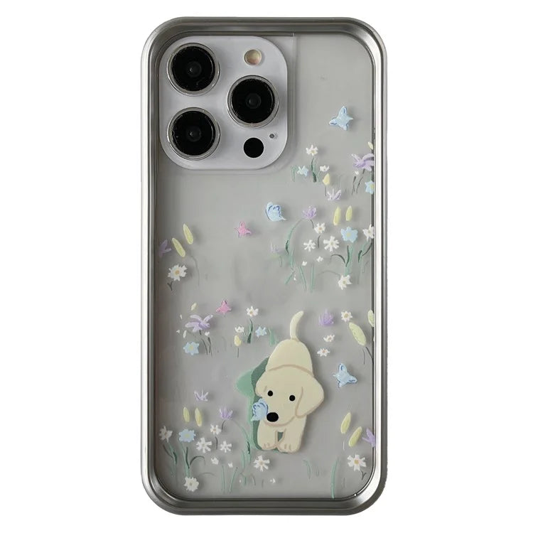 For iPhone 14 Pro Pattern Design Electroplating Back Case TPU Phone Cover
