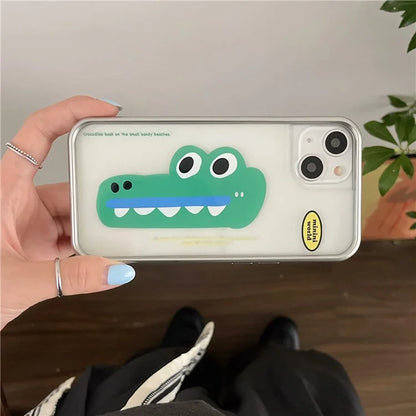 For iPhone 15 TPU Case Crocodile Pattern Electroplating Phone Cover