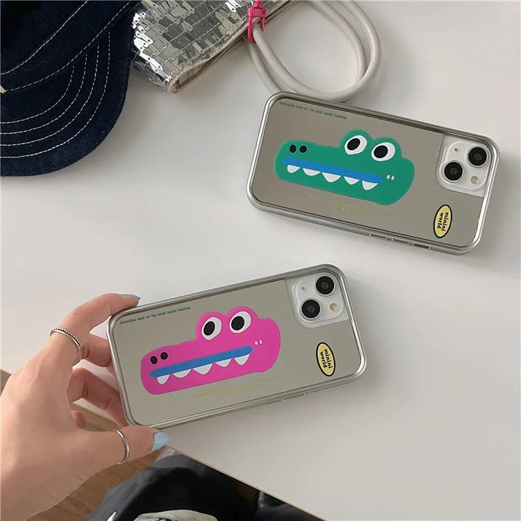 For iPhone 15 TPU Case Crocodile Pattern Electroplating Phone Cover