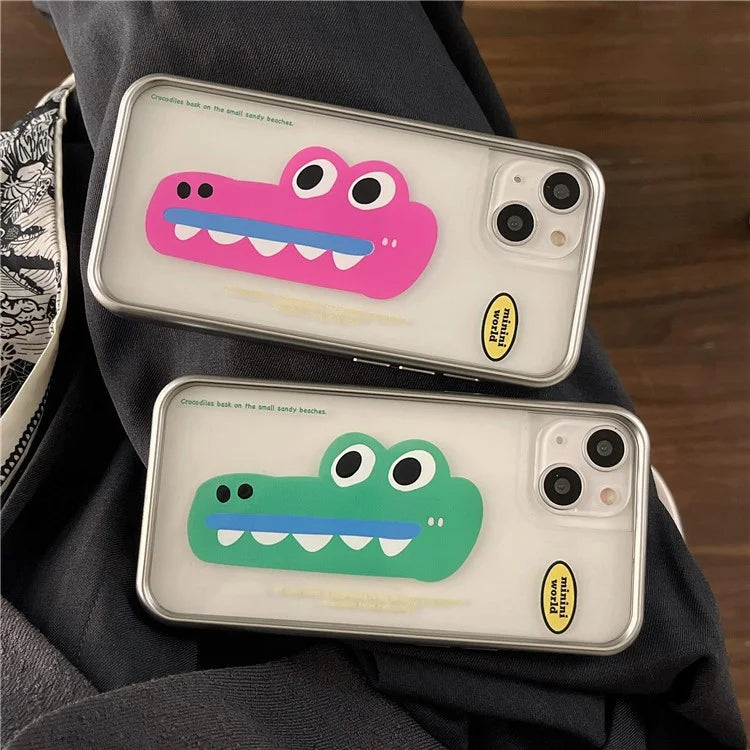 For iPhone 15 TPU Case Crocodile Pattern Electroplating Phone Cover
