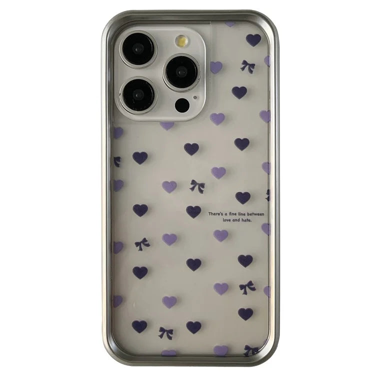 For iPhone 14 Pro Electroplating Case Love Heart Pattern TPU Phone Protective Shell
