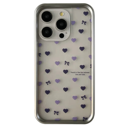 For iPhone 14 Pro Electroplating Case Love Heart Pattern TPU Phone Protective Shell