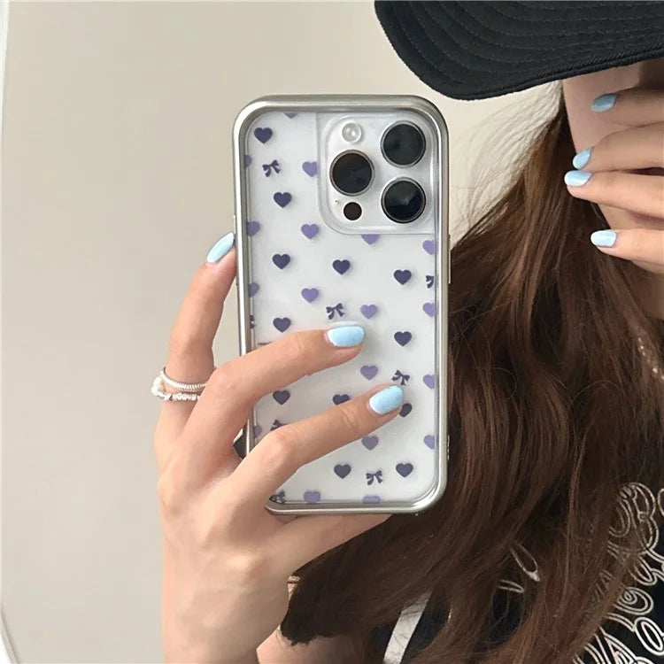 For iPhone 14 Pro Electroplating Case Love Heart Pattern TPU Phone Protective Shell