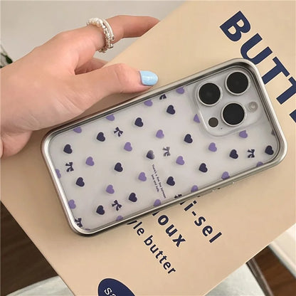 For iPhone 14 Pro Electroplating Case Love Heart Pattern TPU Phone Protective Shell