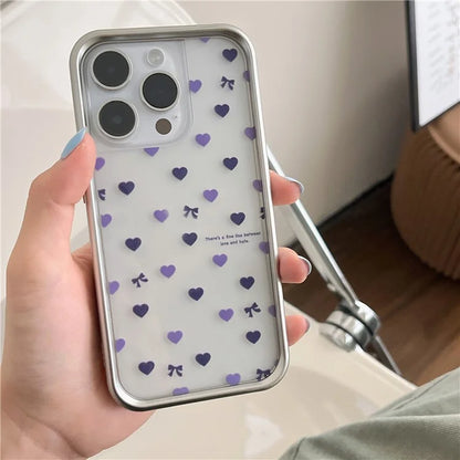 For iPhone 14 Pro Electroplating Case Love Heart Pattern TPU Phone Protective Shell
