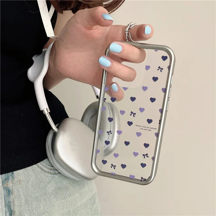 For iPhone 14 Pro Electroplating Case Love Heart Pattern TPU Phone Protective Shell