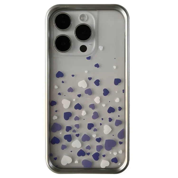 For iPhone 14 Pro Electroplating Case Love Heart Pattern TPU Phone Protective Shell- Style A