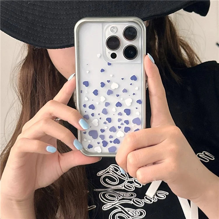For iPhone 14 Pro Electroplating Case Love Heart Pattern TPU Phone Protective Shell- Style A