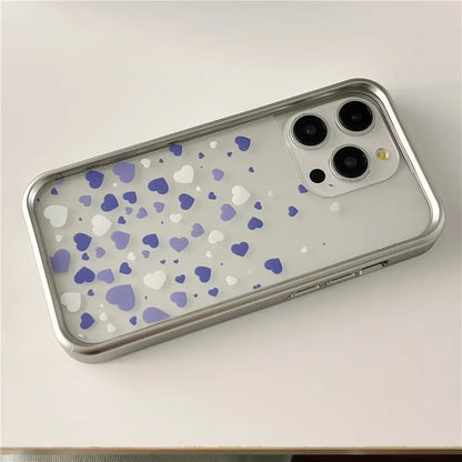 For iPhone 14 Pro Electroplating Case Love Heart Pattern TPU Phone Protective Shell- Style A
