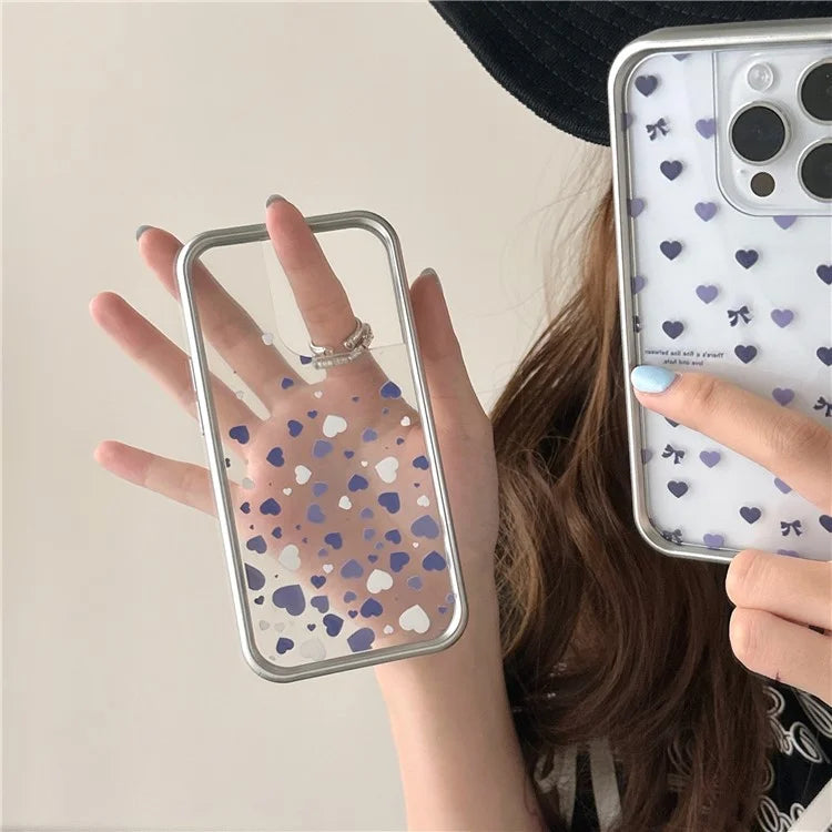 For iPhone 14 Pro Electroplating Case Love Heart Pattern TPU Phone Protective Shell- Style A
