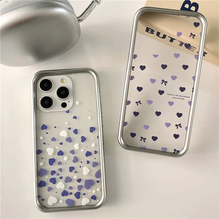 For iPhone 14 Pro Electroplating Case Love Heart Pattern TPU Phone Protective Shell- Style A