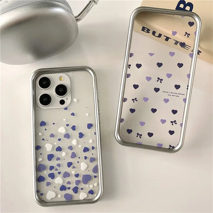 For iPhone 14 Pro Electroplating Case Love Heart Pattern TPU Phone Protective Shell- Style A