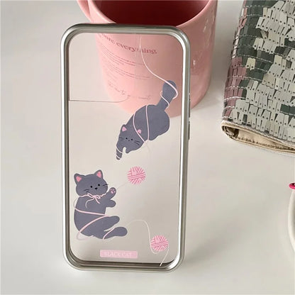 For iPhone 15 Pro Phone Cases Cat Pattern Electroplating Frame TPU Phone Cover