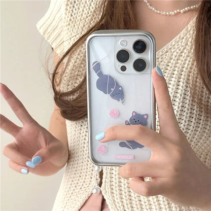 For iPhone 13 Pro TPU Case Cat Pattern Electroplating Frame Phone Cover