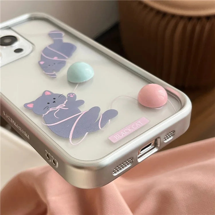 For iPhone 13 Pro TPU Case Cat Pattern Electroplating Frame Phone Cover