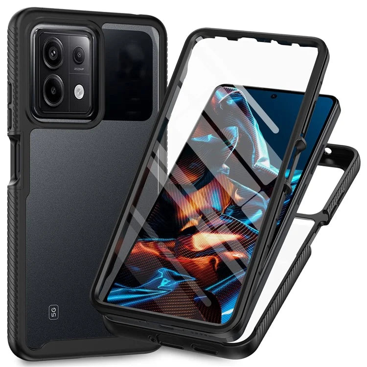 For Xiaomi Redmi Note 13 Pro 5G / Poco X6 5G Case with PET Screen Film PC+TPU Full Cover Phone Shell