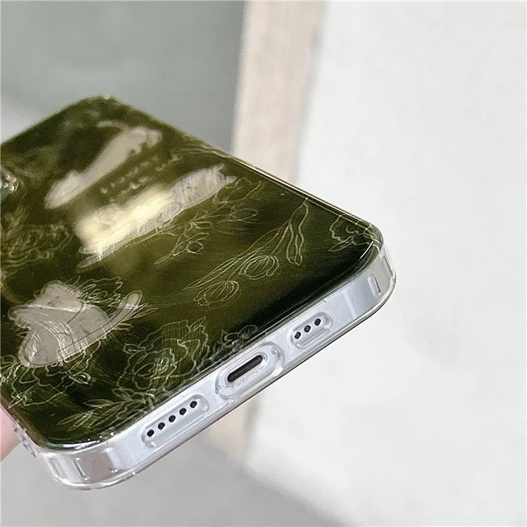 For iPhone 13 TPU Case Cartoon Cat Pattern Phone Cover with Charm Hand Strap