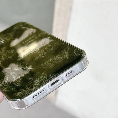 For iPhone 13 TPU Case Cartoon Cat Pattern Phone Cover with Charm Hand Strap