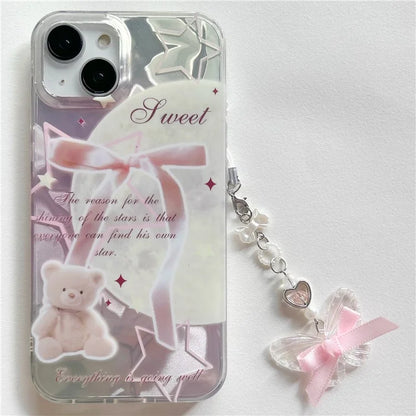 For iPhone 13 Case Pattern Design Soft TPU Shockproof Phone Cover with Wrist Strap