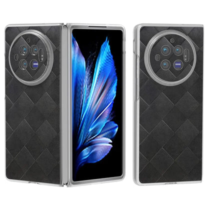 For vivo X Fold3 Case Grid Pattern Leather+PC Matte Clear Edge Phone Cover