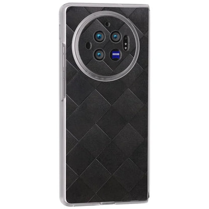 For vivo X Fold3 Case Grid Pattern Leather+PC Matte Clear Edge Phone Cover