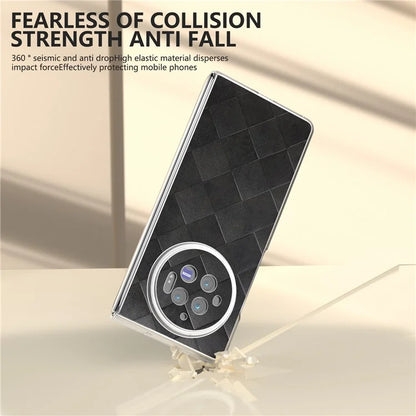For vivo X Fold3 Case Grid Pattern Leather+PC Matte Clear Edge Phone Cover