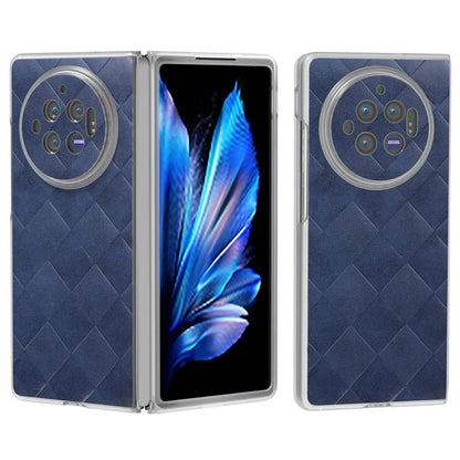 For vivo X Fold3 Case Grid Pattern Leather+PC Matte Clear Edge Phone Cover