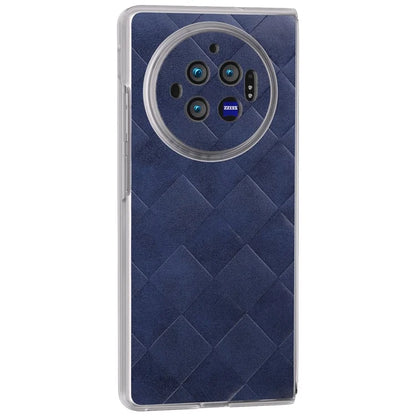 For vivo X Fold3 Case Grid Pattern Leather+PC Matte Clear Edge Phone Cover