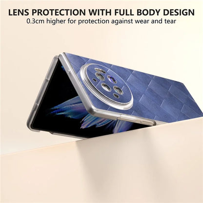 For vivo X Fold3 Case Grid Pattern Leather+PC Matte Clear Edge Phone Cover