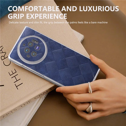For vivo X Fold3 Case Grid Pattern Leather+PC Matte Clear Edge Phone Cover