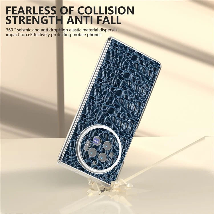 For vivo X Fold3 Case Texture Genuine Cow Leather+PC Phone Cover