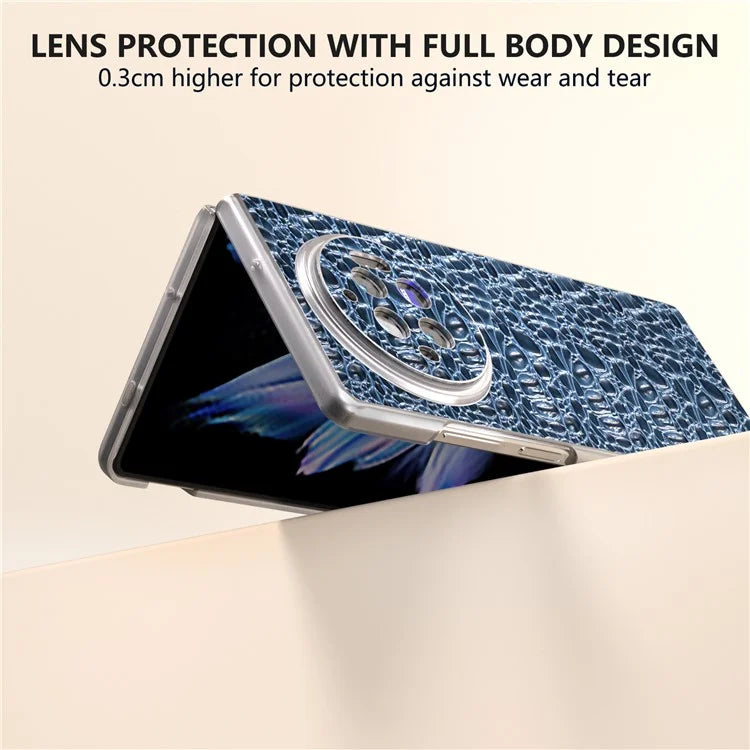 For vivo X Fold3 Case Texture Genuine Cow Leather+PC Phone Cover
